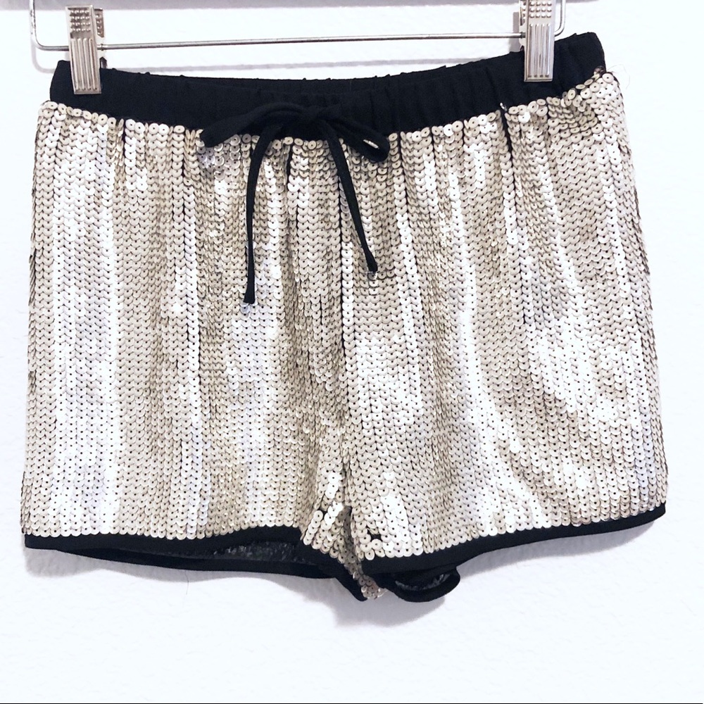 H&M | silver sequence dressy shorts